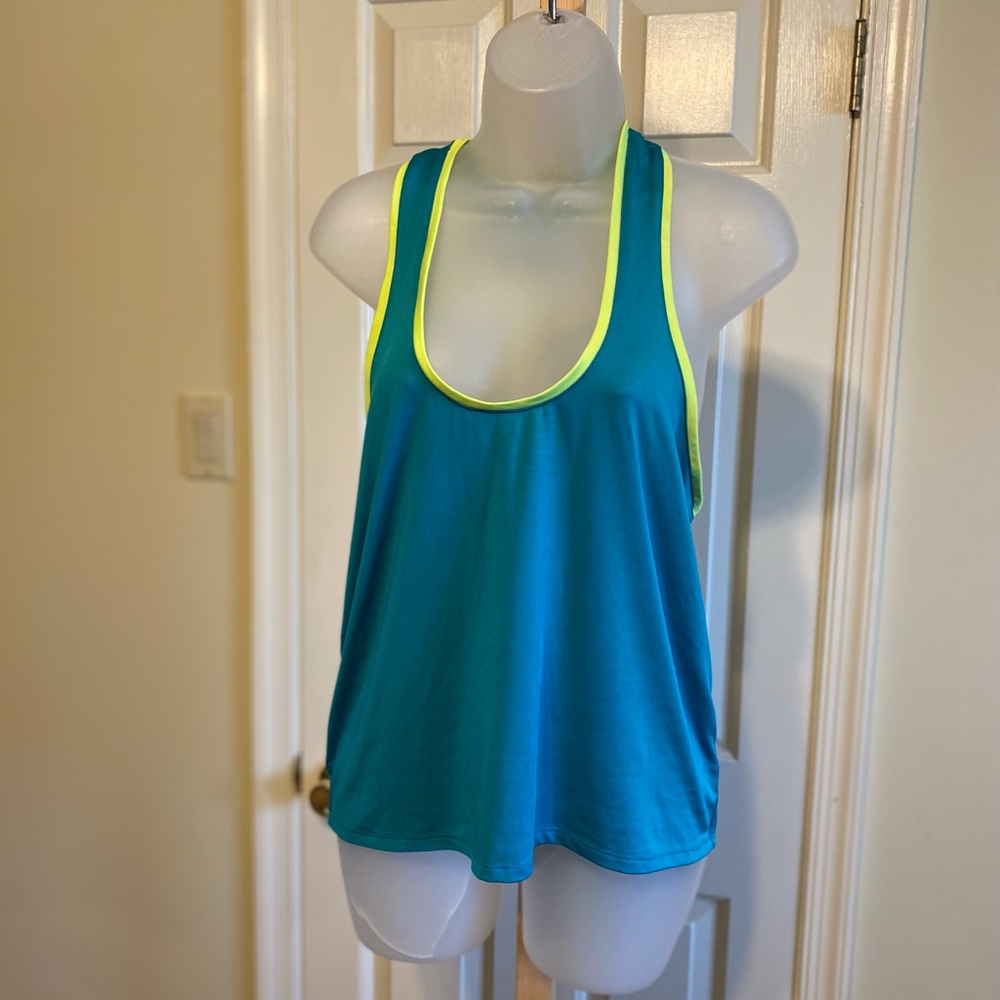 SO Authentic American Heritage - Teal & chartreuse color sport t tank to…
